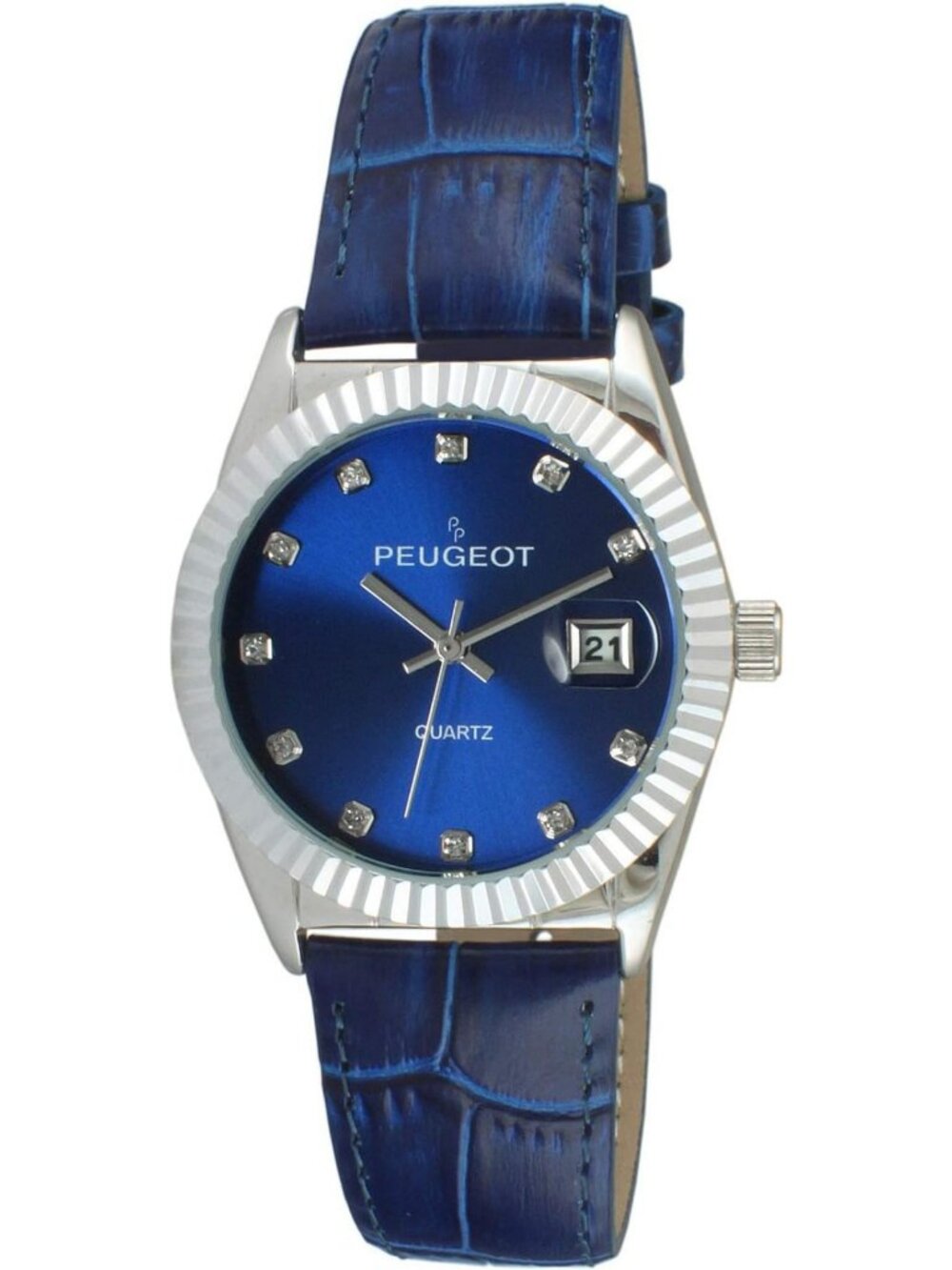 Stylish Women's Leather Band Watch with Crystal Markers & Date Function, Coin
